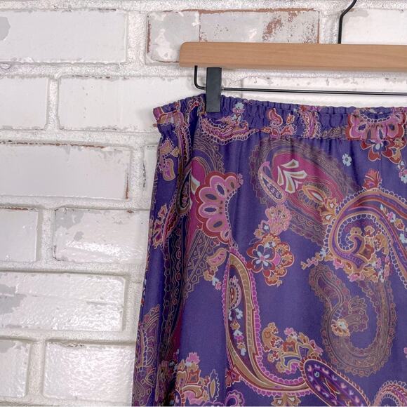 Coldwater Creek Purple Multi Paisley Flowy Layered Boho Whimsigoth Midi Skirt PL - Picture 3 of 9